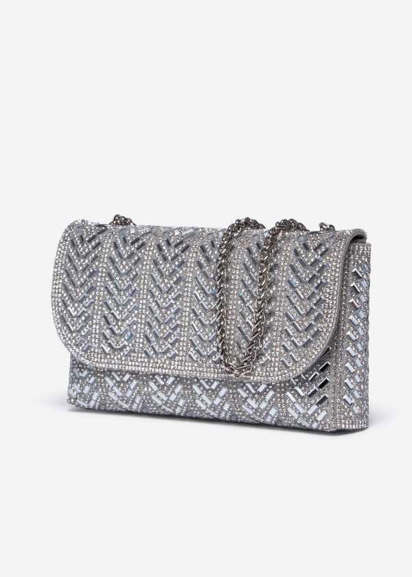 Silver Crystal Clutch Bag 1