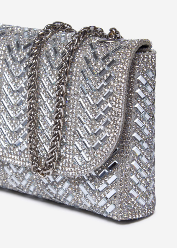 Silver Crystal Clutch Bag 2