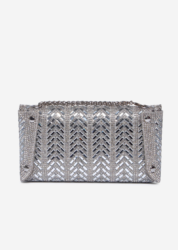 Silver Crystal Clutch Bag 3