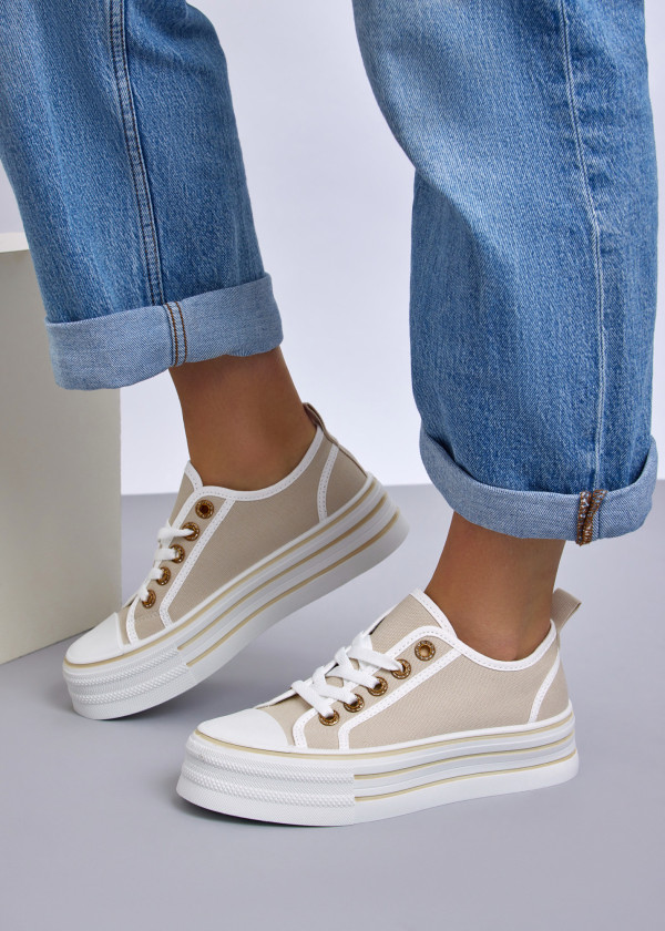 Beige Platform Sneakers