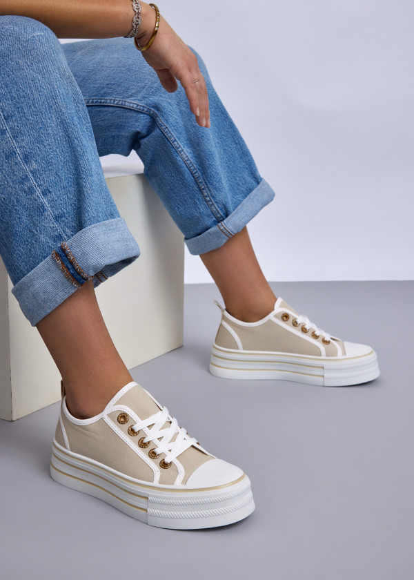 Beige Platform Sneakers 1