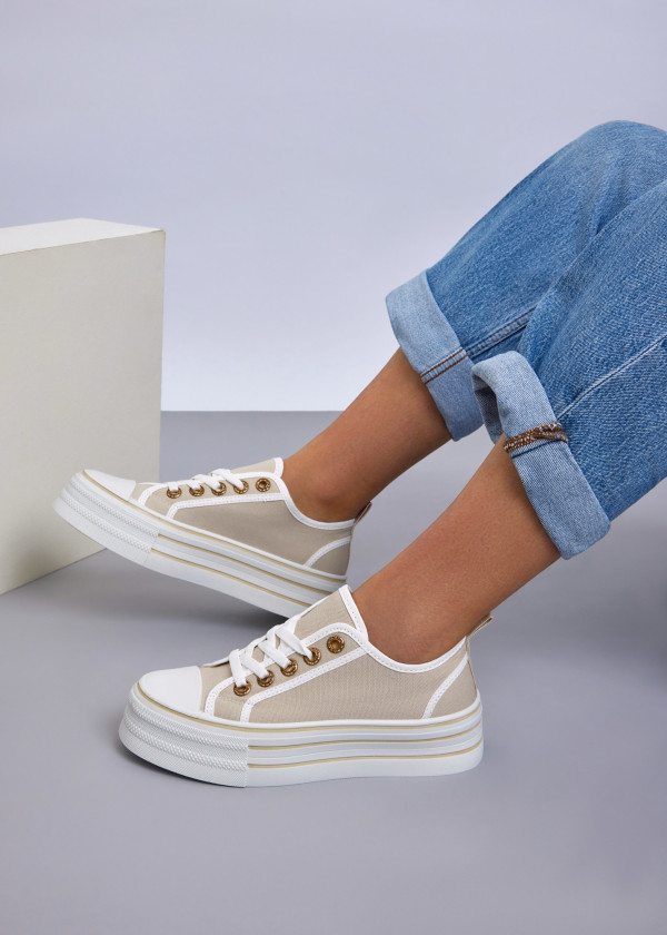 Beige Platform Sneakers 2