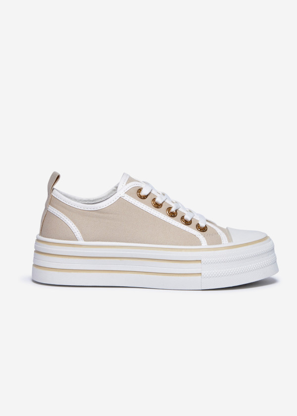 Beige Platform Sneakers 3