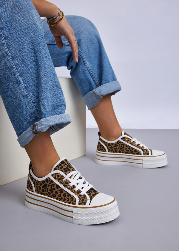 Animal Print Platform Sneakers