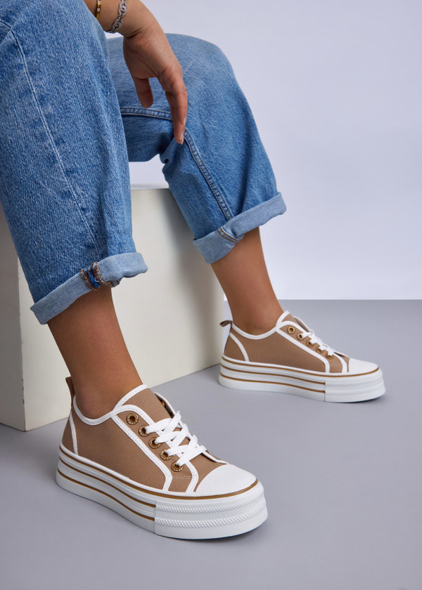 Khaki Platform Sneakers 1