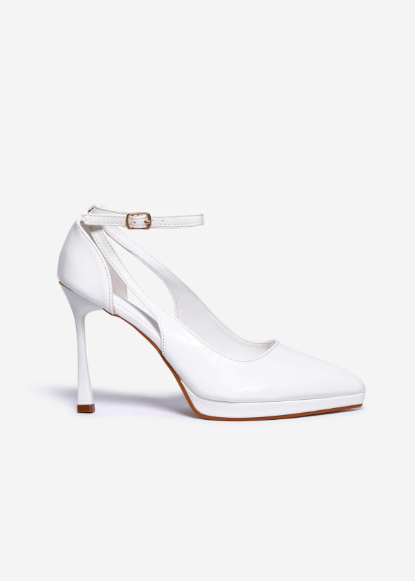 White Patent Ankle Strap Heels 3