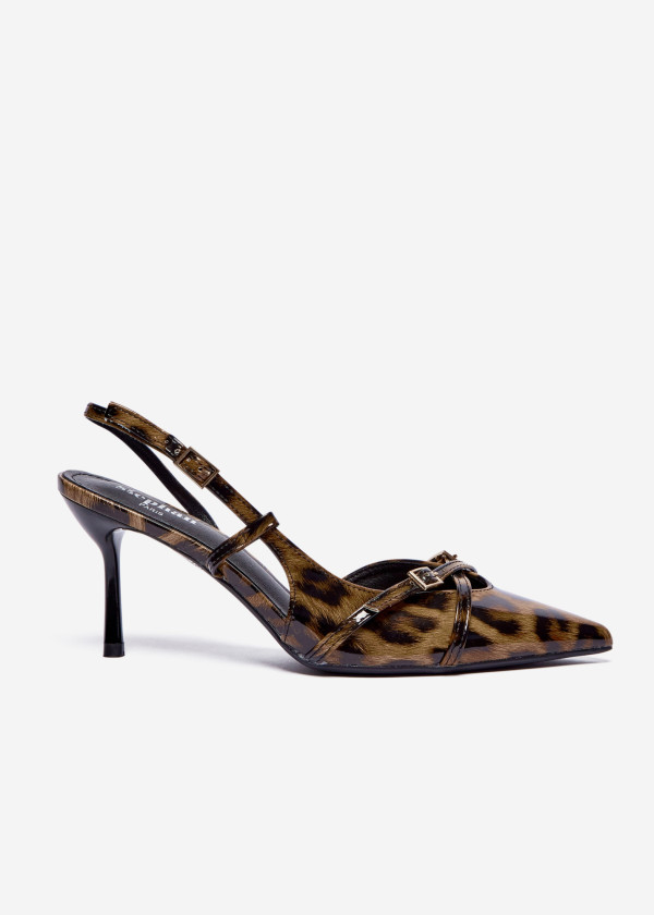 Leopard Slingback Heels with Buckle Detail 3
