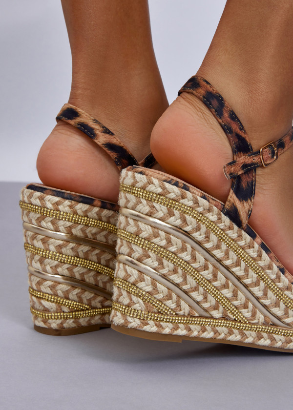 Leopard Print Espadrille Wedge Sandals 2