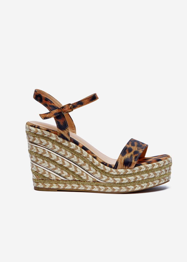 Leopard Print Espadrille Wedge Sandals 3