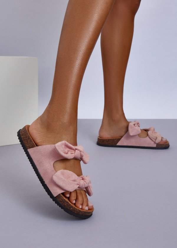 Pink Bow Slide Sandals