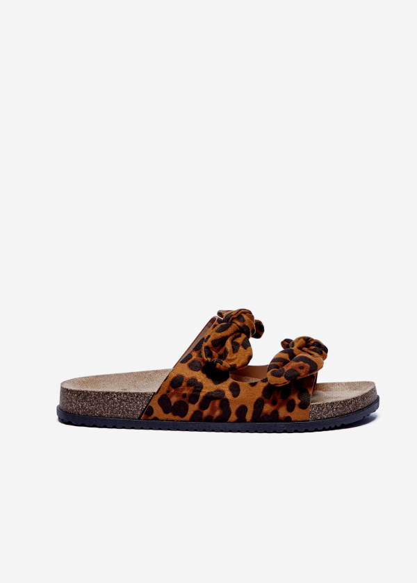 Leopard Bow Slide Sandals 3