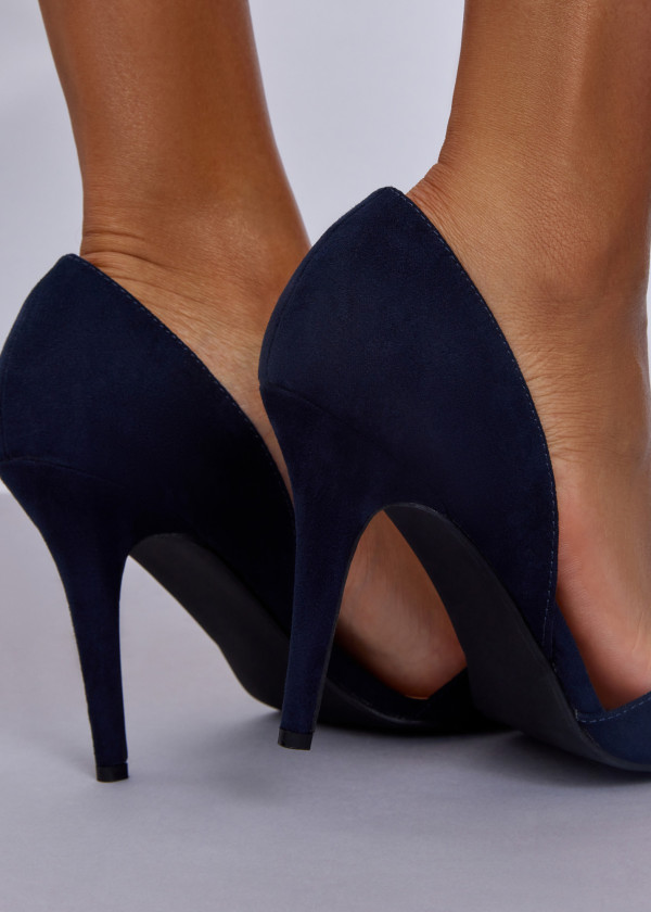 Navy Suede Stiletto Pumps 2