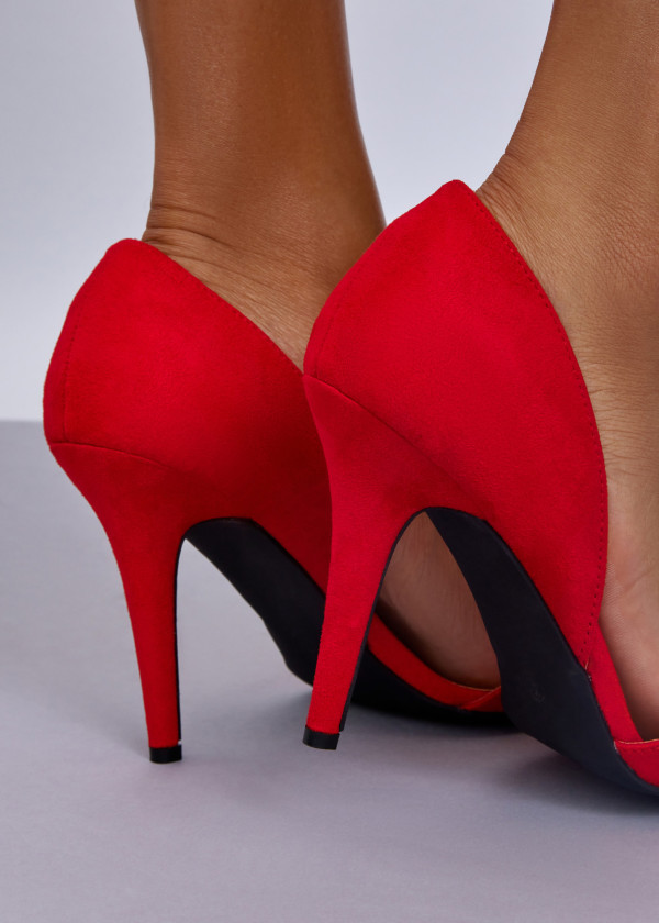 Red Suede Stiletto Pumps 2