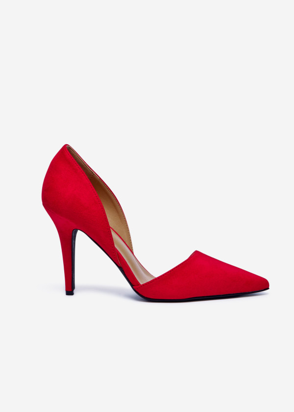 Red Suede Stiletto Pumps 3