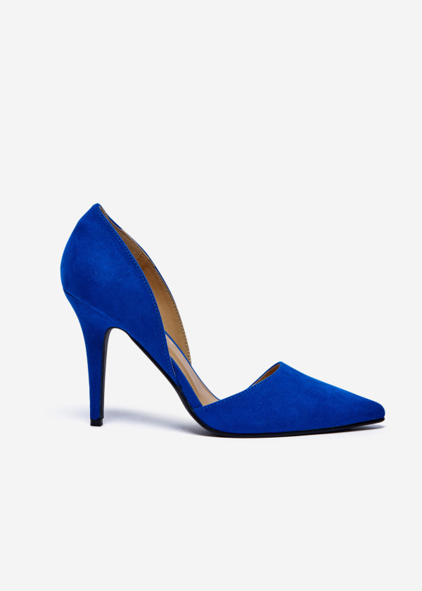 Blue Suede Stiletto Pumps 3