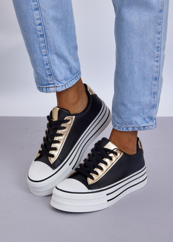Black & Gold Platform Sneakers