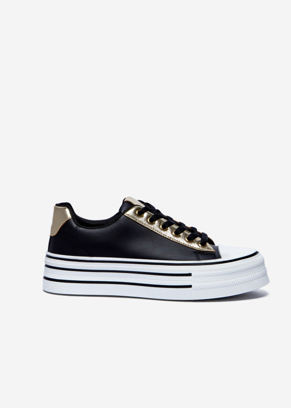 Black & Gold Platform Sneakers 3