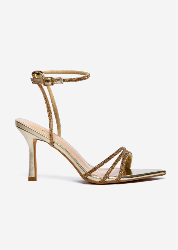 Gold Embellished Strappy Heels 3