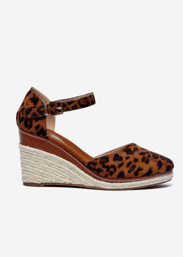 Leopard Print Closed-Toe Espadrille Wedge 3