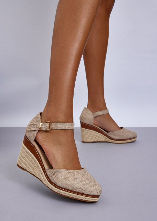 Khaki Espadrille Wedge Sandals
