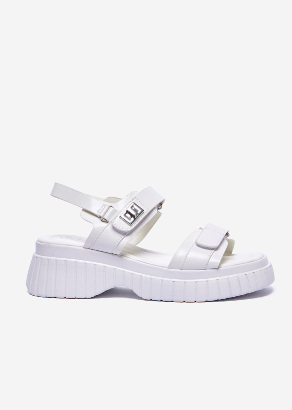 Chunky White Platform Sandals with Buckle Straps 3