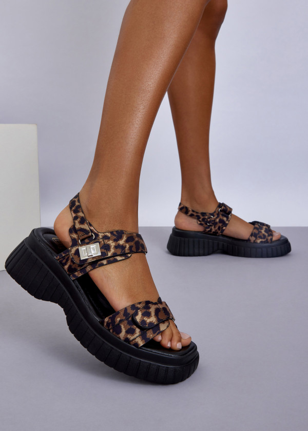 Chunky Leopard Platform Sandals with Buckle Straps 4