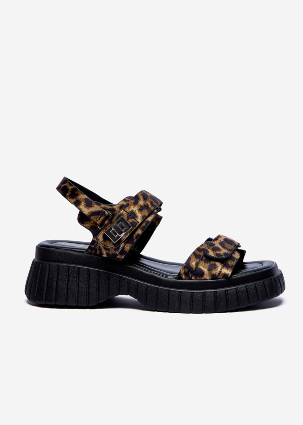 Chunky Leopard Platform Sandals with Buckle Straps 3