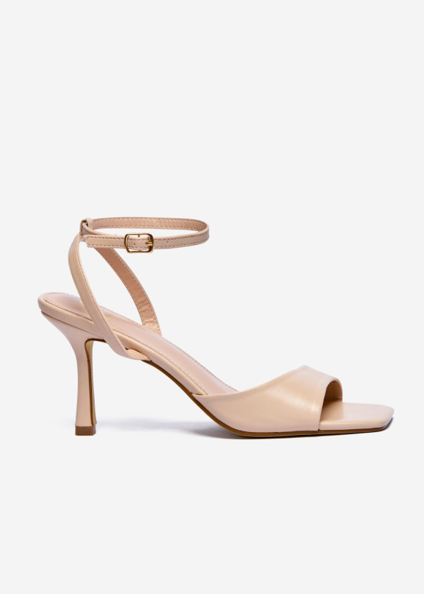 Minimalist Beige Strappy Heeled Sandals 3