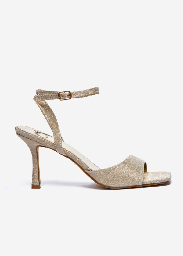 Minimalist Gold Strappy Heeled Sandals 3