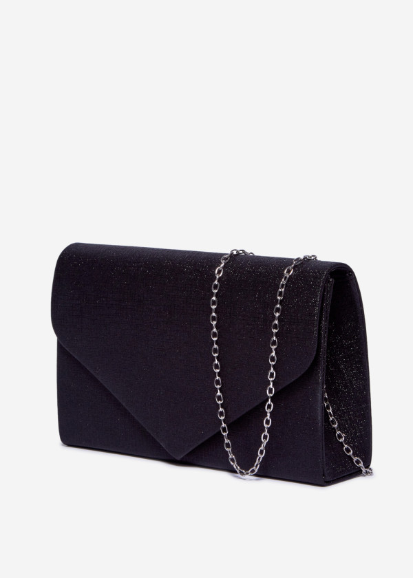 Black Glitter Envelope Evening Clutch Bag 1