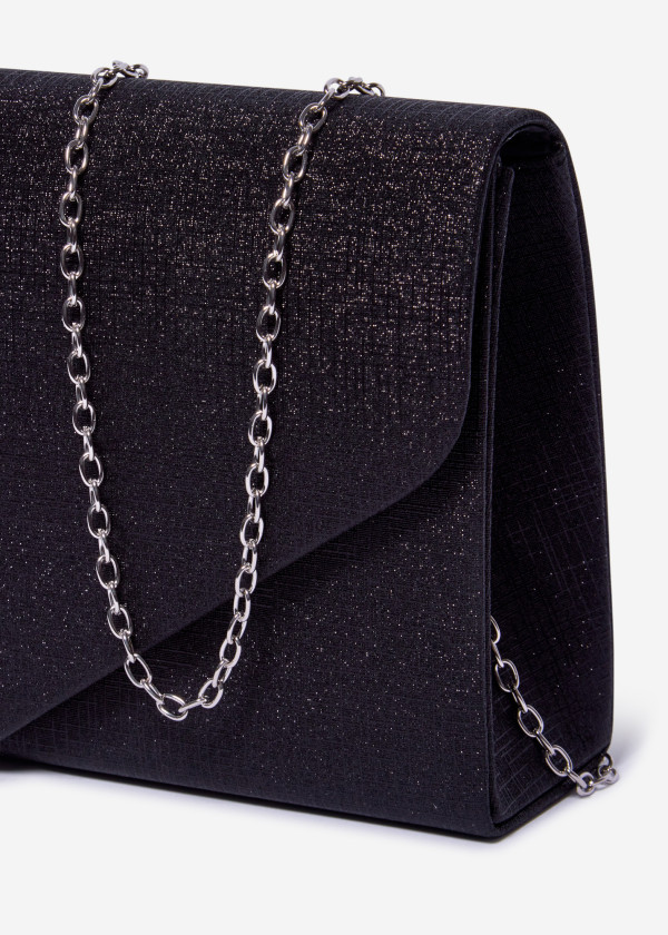 Black Glitter Envelope Evening Clutch Bag 3