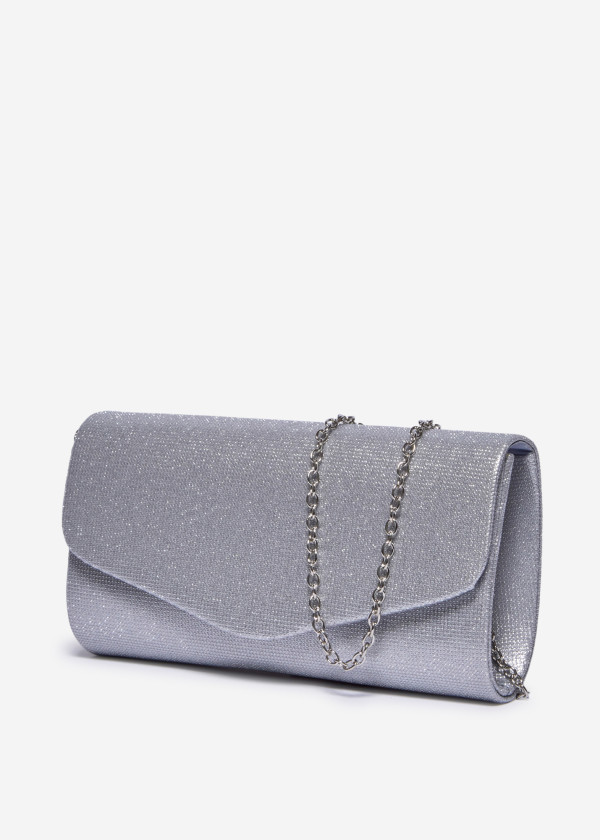 Silver Glitter Envelope Clutch Bag 1