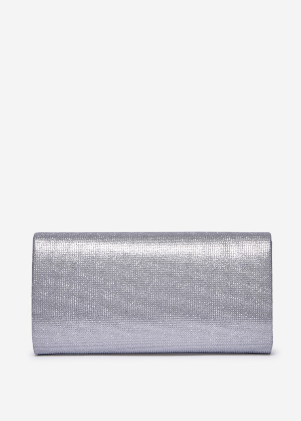Silver Glitter Envelope Clutch Bag 2