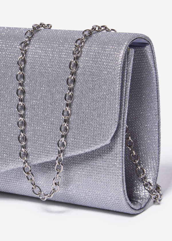 Silver Glitter Envelope Clutch Bag 3