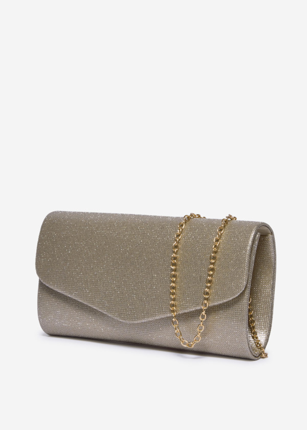 Gold Glitter Envelope Clutch Bag 1