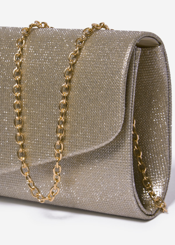 Gold Glitter Envelope Clutch Bag 3