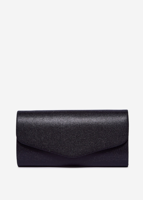 Black Glitter Envelope Clutch Bag