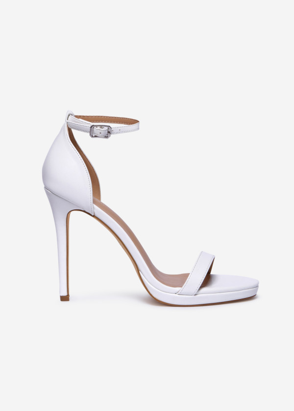 White Stiletto Heel Sandals 3