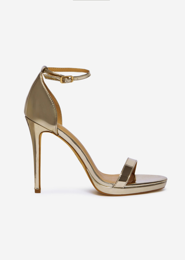 Gold Stiletto Heel Sandals 3