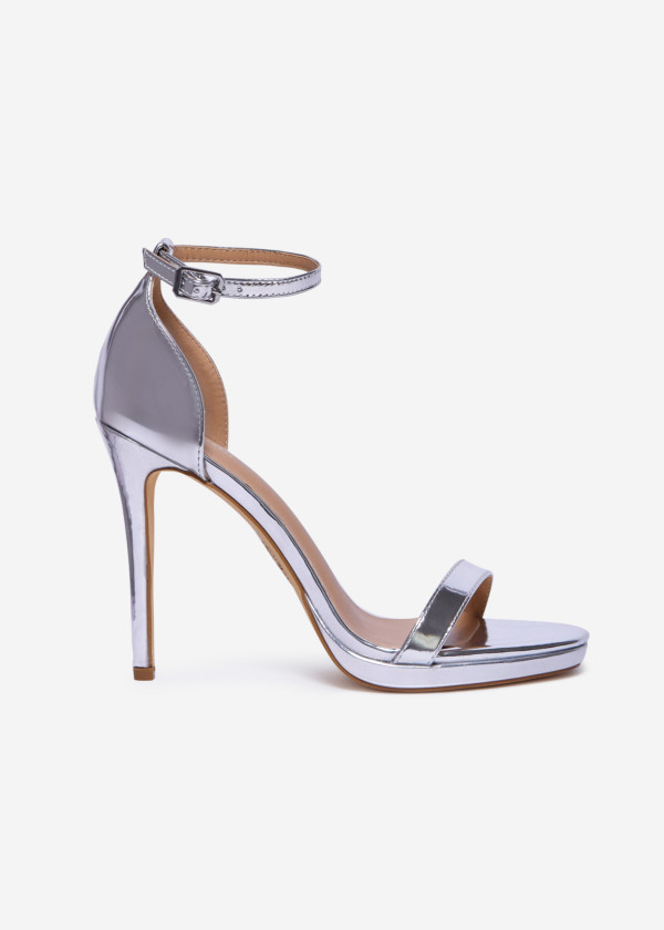 Silver Stiletto Heel Sandals 3