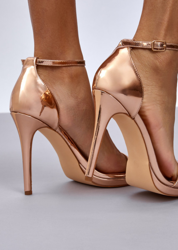 Rose Gold Stiletto Heel Sandals 2