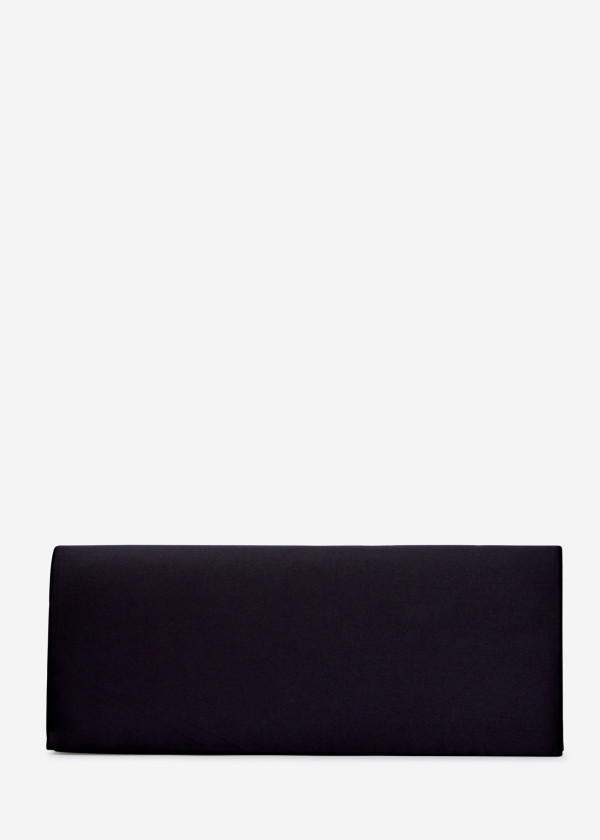 Elegant Black Satin Clutch with Silver Chain