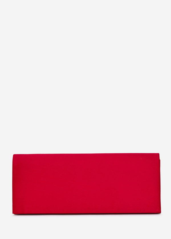 Elegant Red Satin Clutch with Silver Chain