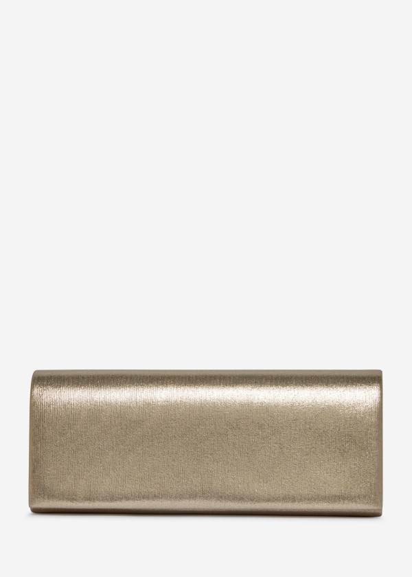 Gold Metallic Clutch with Chain
