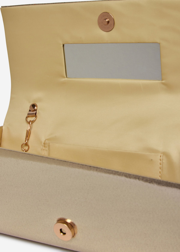 Gold Metallic Clutch with Chain 3