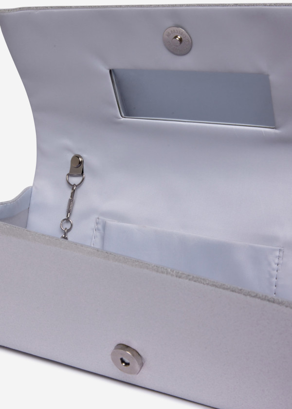 Silver Metallic Clutch with Chain 3