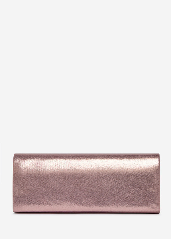 Rose Gold Metallic Clutch with Chain
