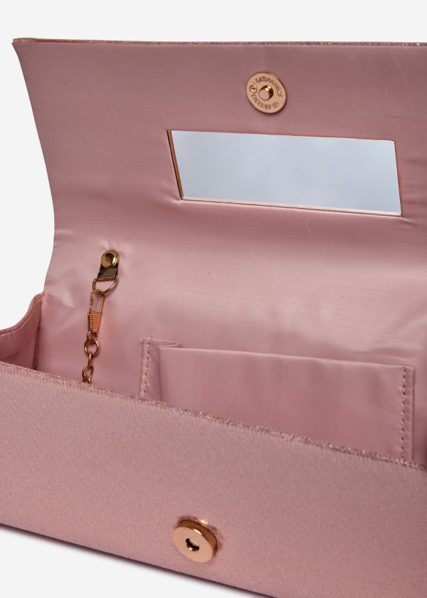 Rose Gold Metallic Clutch with Chain 3