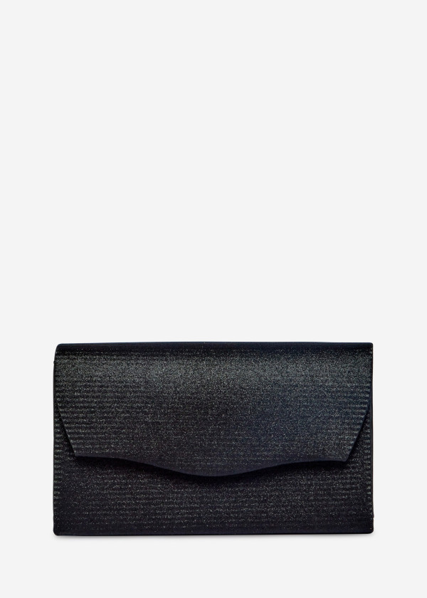 Black Glitter Clutch Bag with Chain