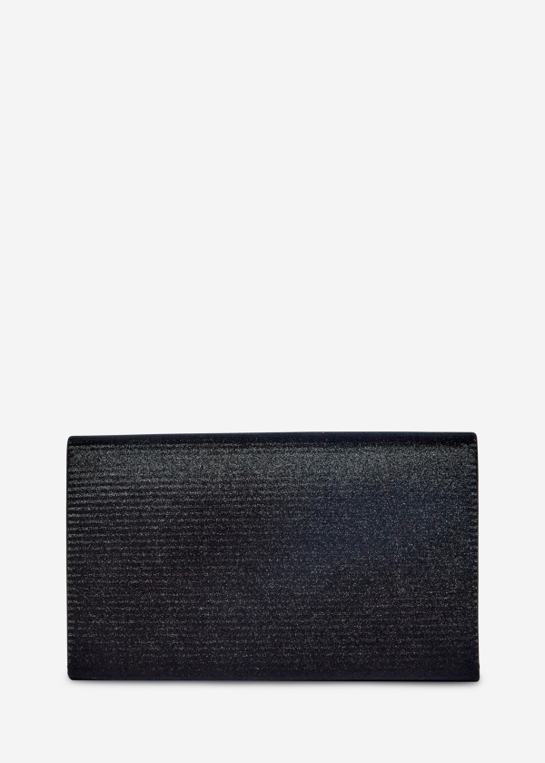 Black Glitter Clutch Bag with Chain 1